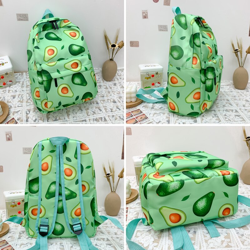Mochila con estampado de aguacate para adolescentes, morral escolar a prueba de agua, de gran capacidad, de viaje,