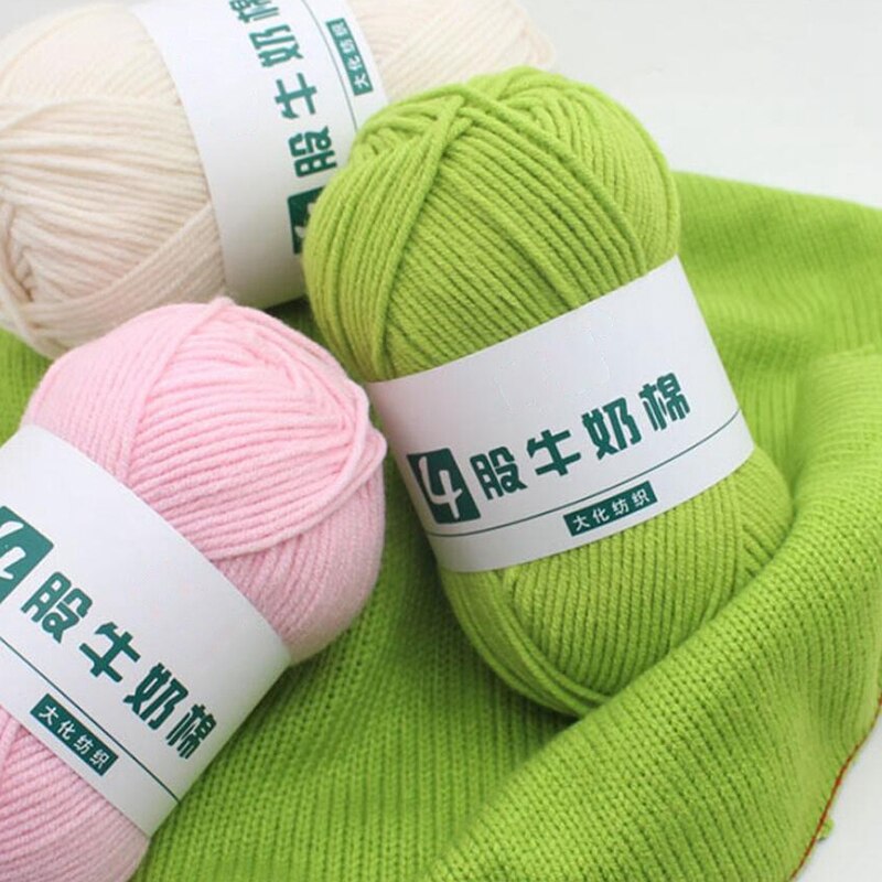 36 colores Crochet cuatro hebras de leche de algodón de 4 hilos leche de hilo de algodón bola de hilo ganchillo hilo de lana para niños