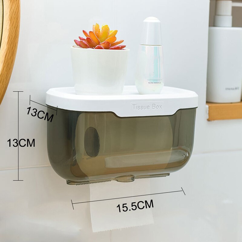 Waterproof Toilet Paper Holder Plastic Paper Towels Holder Wall Mounted Bathroom Shelf Storage Box Portable Toilet Roll Holder: Samll