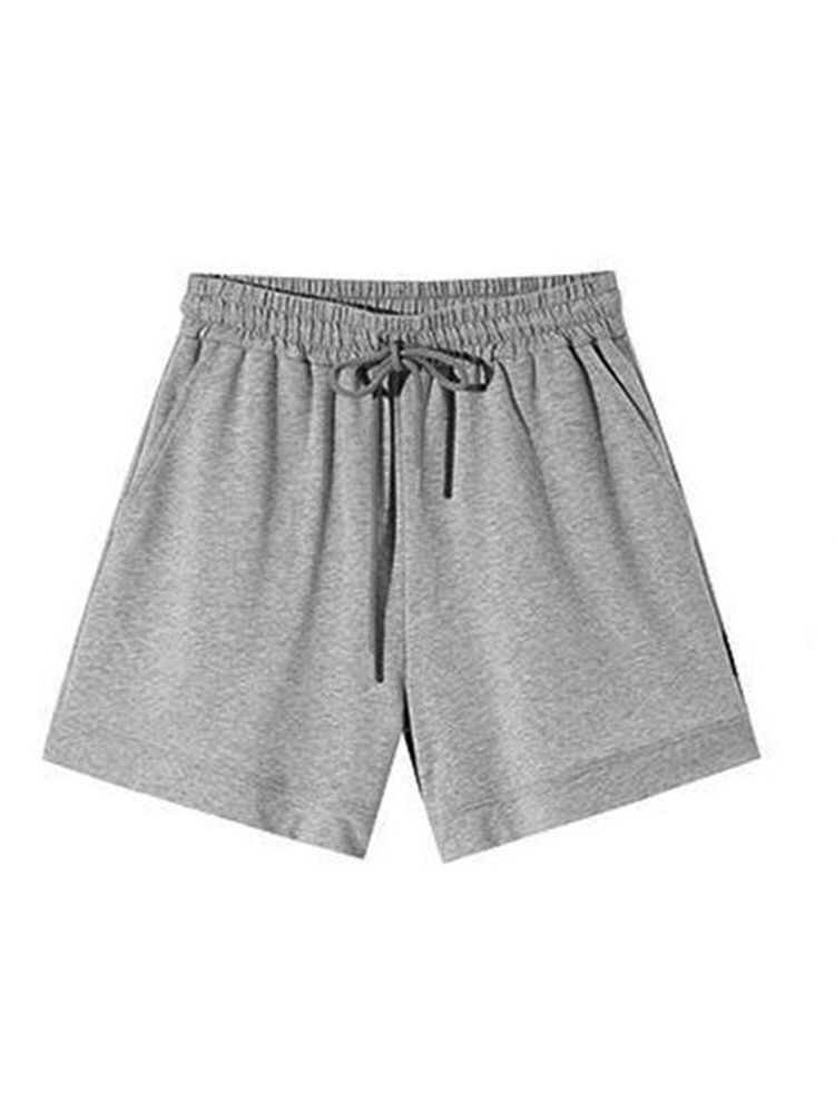 Baumwolle Sport kurze Hose Frauen&#39;s hoch Taille Fitnessstudio kurze Hose dünn lose weit-Bein Hose alle-Spiel lässig trainieren kurze Hose 2022 Sommer: grau / XL