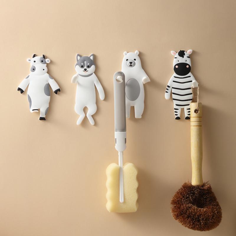 Refrigerator Magnets With Hooks Animal Magnetic Powerful Magnet Hooks Multifunctional Keys Refrigerator Hooks Cute Cow Bear