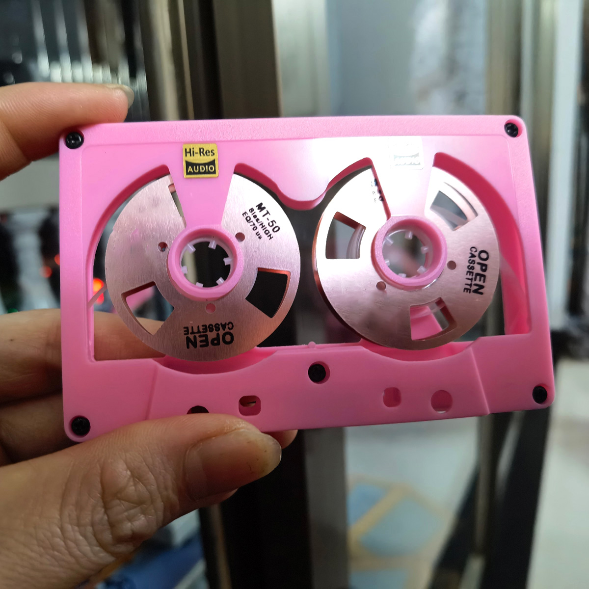 Audio Cassette Reel to Reel Tape Cassette 50 Minute Blank Tape Double Sided Metal Reel Hollow Case Self-made: Ivory