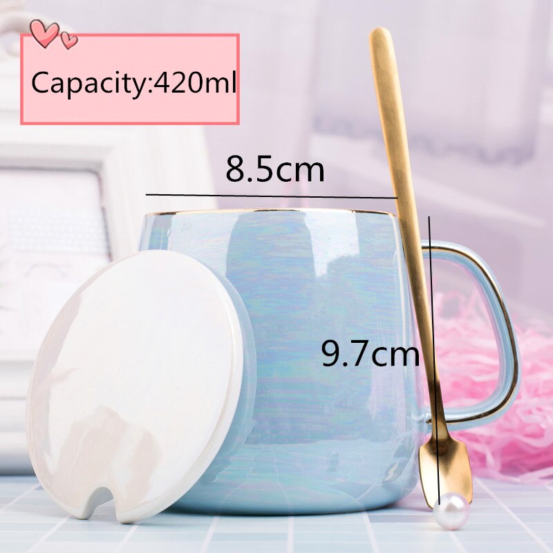 Ceramic Mugs Coffee Cups Gold Inlay Coffe Mug With Handle Tea Cup Milk Mug Heat Insulation Home Office Espresso Cups: Blue