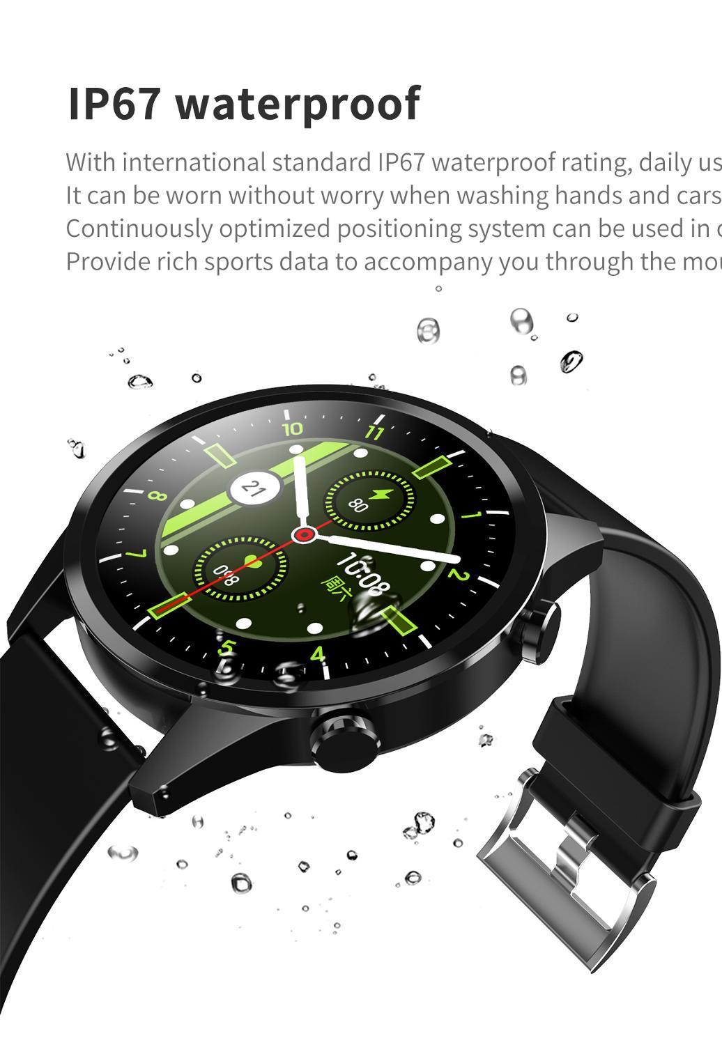 F35 -inch bluetooth smartwatch met 1.28- inch hartslagmeter, bloeddrukmeter, volledig aanraakscherm, slimme fitnesshorloge voor mannen en vrouwen