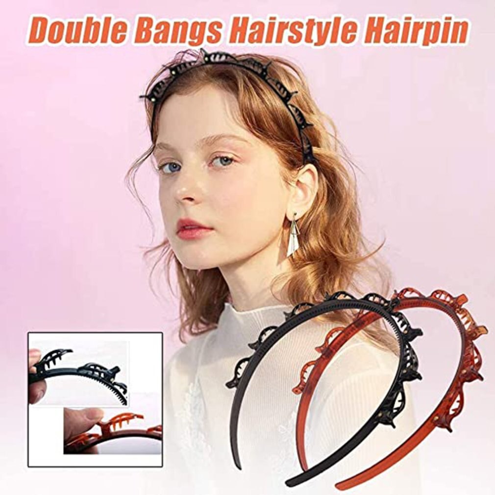 Pinza para el pelo con doble flequillo para mujer, horquilla para peinado, diadema, cómoda, ligera, coreana