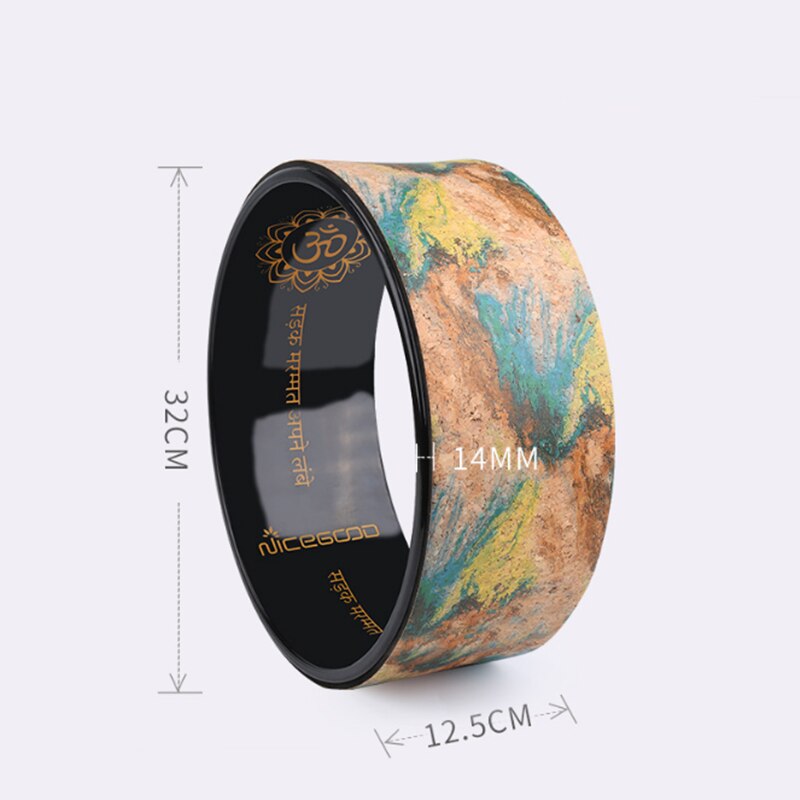 Yoga Wheel - 32cm Diameter - Natural Cork Surface - Rubber ABS Inner Ring - Pilates Fitness
