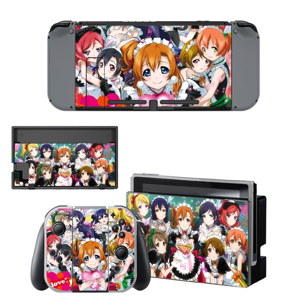 Anime Cute Girl Lovelive Decal Vinyl Skin Sticker for Nintendo Switch NS Console+Controller+Stand Holder Protective Film