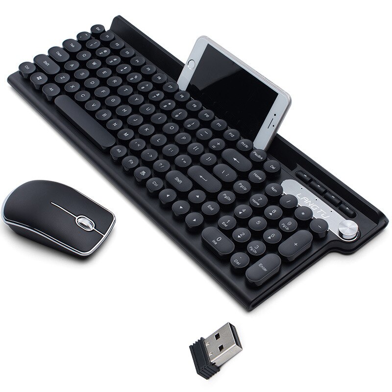 Rechargeable Wireless Keyboard Mouse Set Retro Punk Keyboard Waterproof Multimedia Groove Computer Gaming Keyboard Mouse