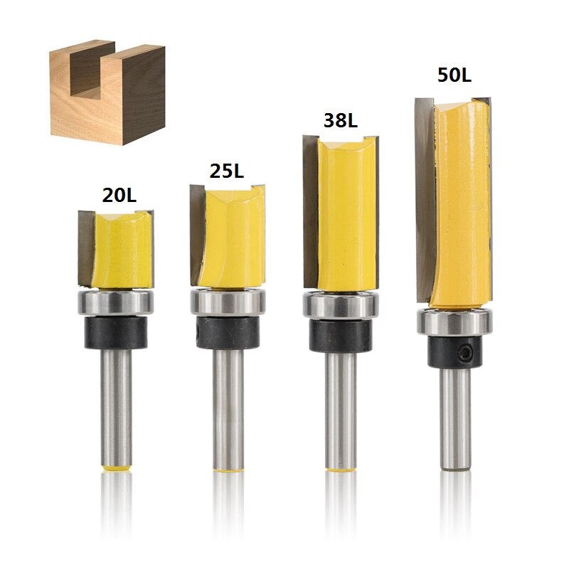Xcan 1pc 8mm skaft flush trim skabelon fræser bit lige slids fræser hårdmetal endefræser træbearbejdning fræser bits