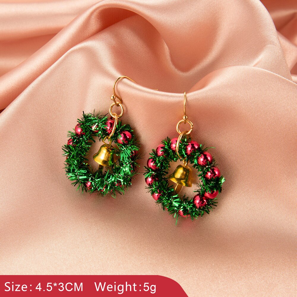 8Seasons Christmas Tree Snowflake Wreath Bell Hoop Earrings Women Multicolor Xmas ，1 Set /1 Pair: 5