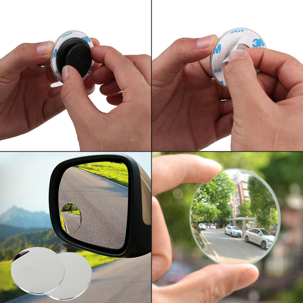 Car Rear view Convex Mirror 360 Degrees Rotating Wide Angle Round Convex Mirror Wide Angle Blind Spot Auto Exterior Accessory