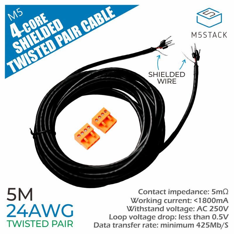 M5Stack-Cable de comunicación oficial, 24AWG, 4 núcleos blindados, par trenzado, STP, comunicación de datos