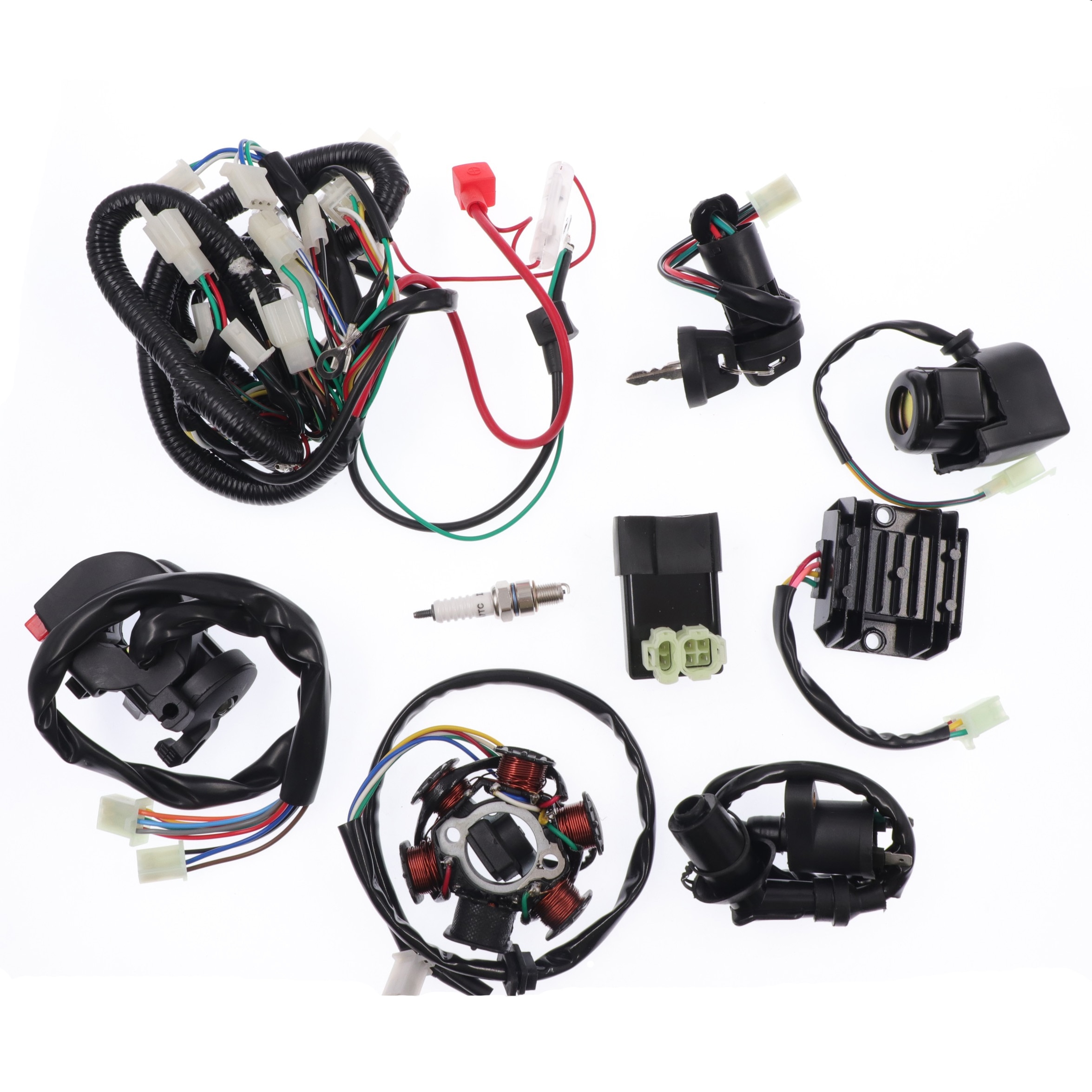 Motorcycle Full Complete Electrics Wiring Harness GY6 CDI Coil Startor For 125CC 150CC For Dirt Bike ATV Quad Pit Bike Go Kart