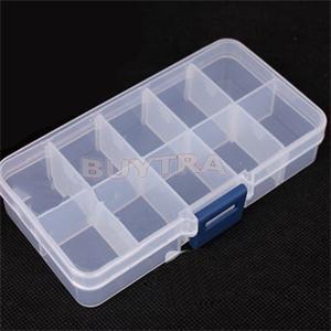 Verstelbare Organizer Voor Sieraden 10 Grid Vakken Plastic Transparante Jewel Bead Case Cover Box Storage Container