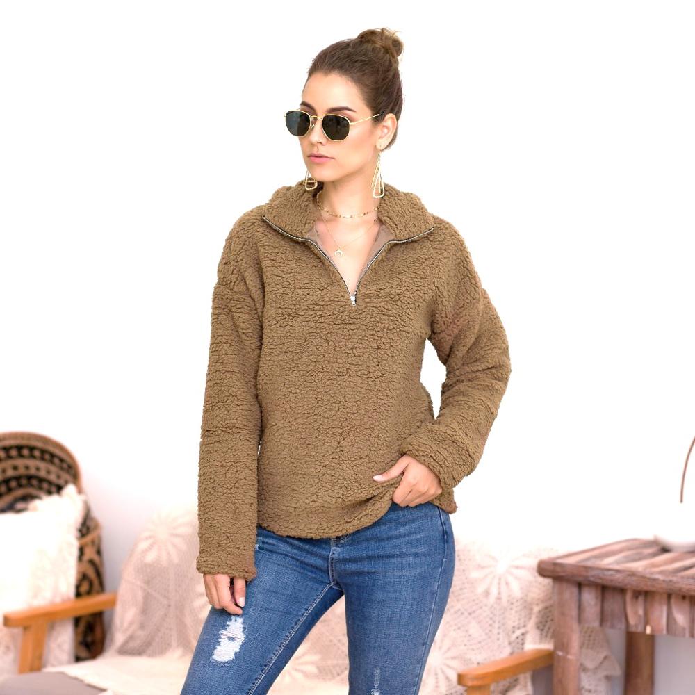 Women's Polar Fleece Lined Sherpa Quarter-Zip Jacket