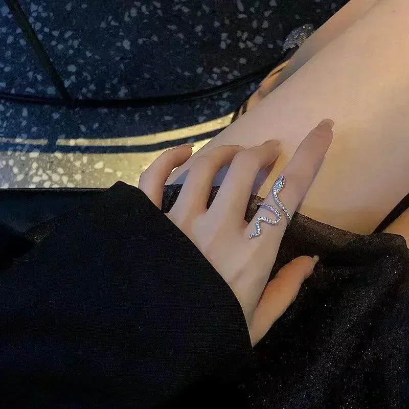 Anillo gótico abierto de serpiente para mujer, anillos ajustables con animales, para reptiles, accesorios de joyería con personalidad Punk, tentáculos de joyería