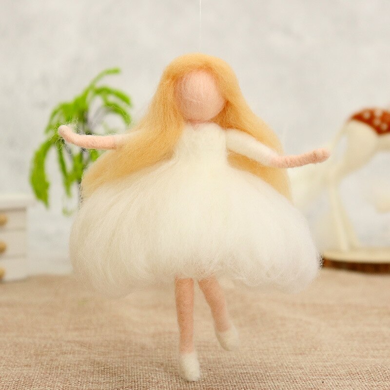 Jiwuo Pregnant Mother Dolls Handmade Toy Doll Wool Felt Poked Kitting Non-Finished DIY Wool Felting Package