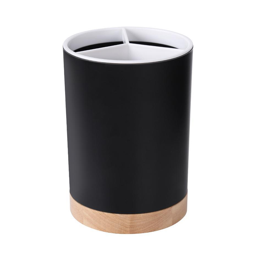 Kitchen Tableware Storage Bucket Utensil Holder Cutlery Drainer Plastic Chopstick Spoon Storage Rack Detachable 3 Divided: black