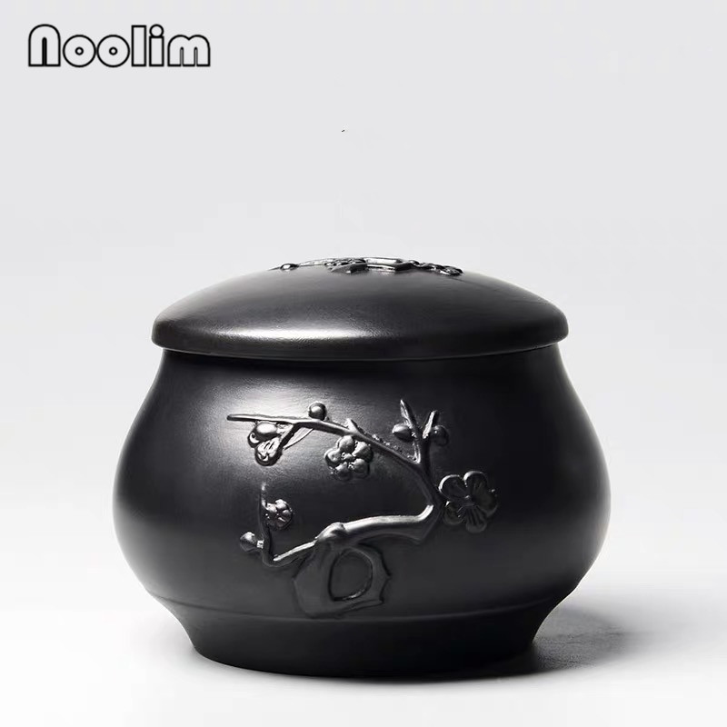 Botes de arcilla púrpura hechos a mano, frascos de especias sellados creativos, caja de almacenamiento de alimentos de cerámica con tapa, portátil, de viaje, Caddy de té Puer: B