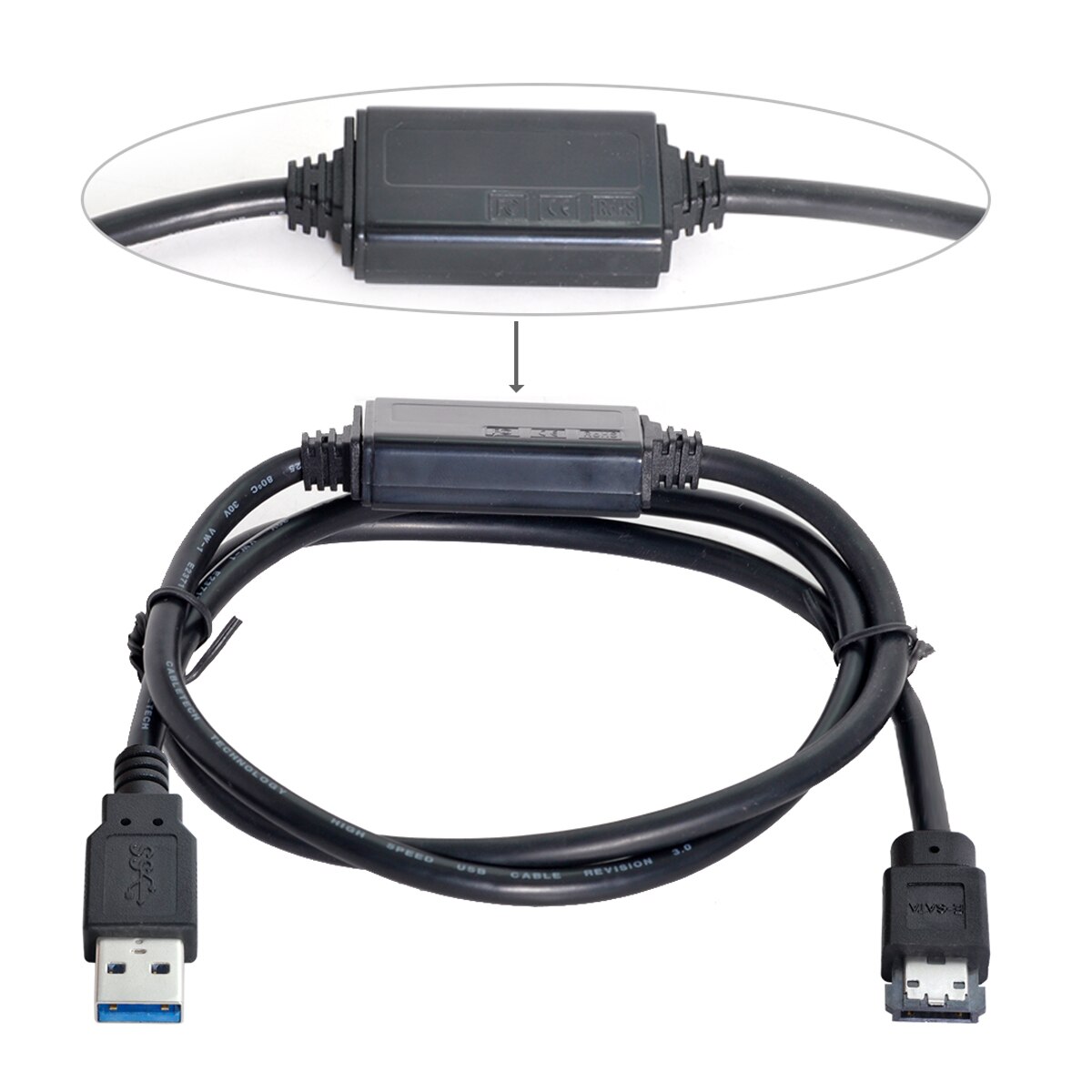 Jimier Usb 3.0 Naar Power Over Esata DC5V Adapter USB2.0 Naar Hdd/Ssd/Odd Esatap Converter