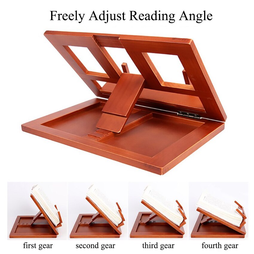 Adjustable Wooden Reading Bookend Multi-function Portable Stand Holder Book Clip Reading Rack Bookends For Student Desk Reading