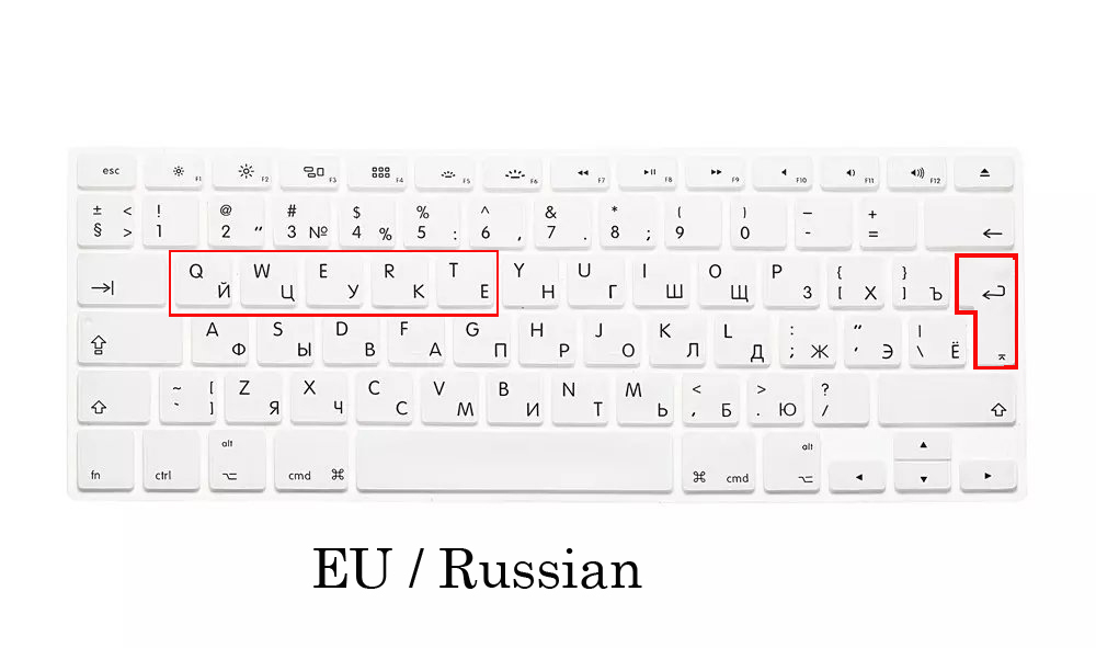 Silicon Skin for Macbook Pro 13 15 CD ROM A1278 A1286 EU US Russian Keyboard Cover For Macbook Pro 13 15 Russian Keyboard Cover: EU-White