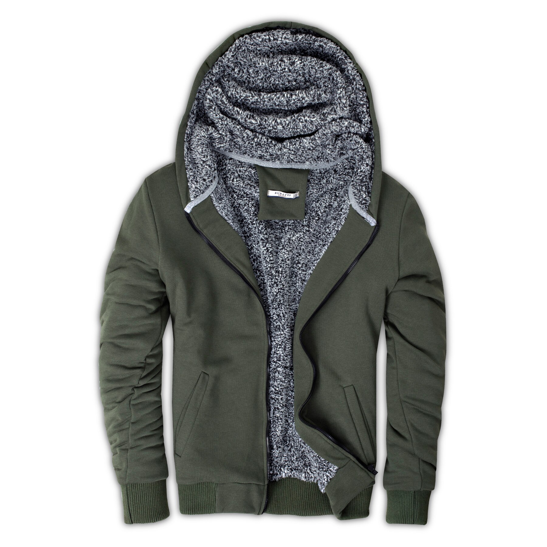 Buratti hettegenser slank passe erkek svette 575708: Oliven trist / Xl