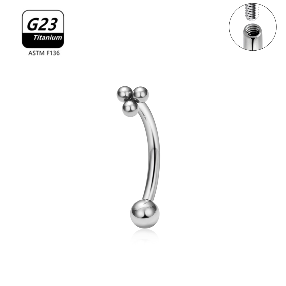 G23 titanio ASTM-F136 Piercings ceja hilo interno Piercings de cejas joyería del cuerpo para mujeres pendiente de circón: Rojo / Color amarillo dorado claro