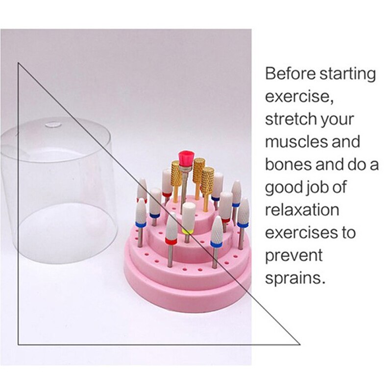 48 Holes Empty Holder Storage Box Holder Stand Display Container Manicure Accessories Acrylic Cover Tools Nail Art Drill Bits