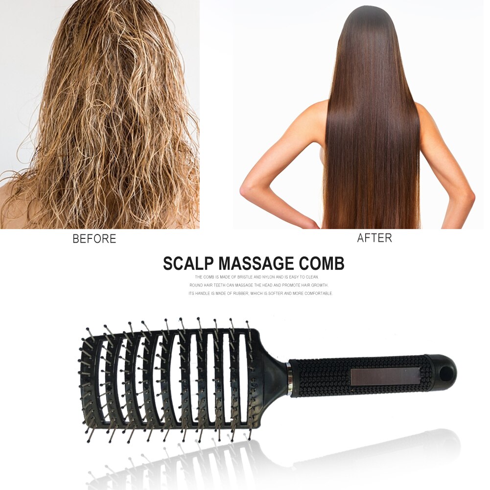 Grote Haarborstel Ontwarren Haar Massage Relax Hoofdhuid Kam Met Varkenshaar Nylon Vrouwen Salon Nat Krullend Kappers Beauty Styling Gereedschap