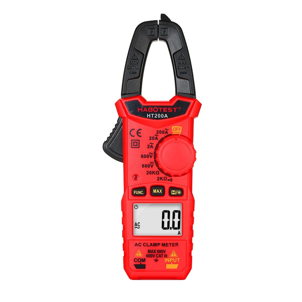 HT200A Mini AC Digital Clamp Meter Auto Ranging Digital Multimeter with AC Current AC/DC Voltage Resistance Continuity Tests