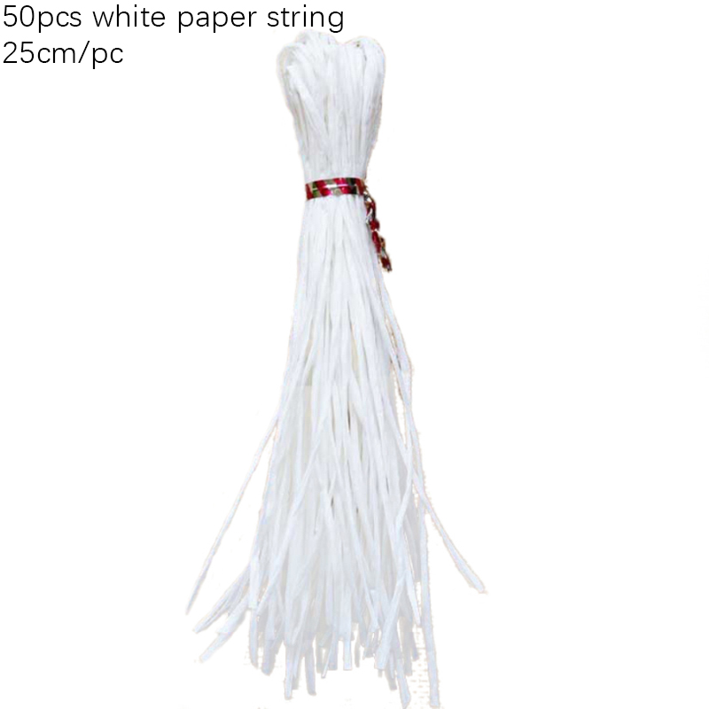 50/100pcs Natural Hemp Strings Red Green Cotton Cords for Tags Handmade Item Packing Decoration Bakery Twines: 50pcsWhitePaper