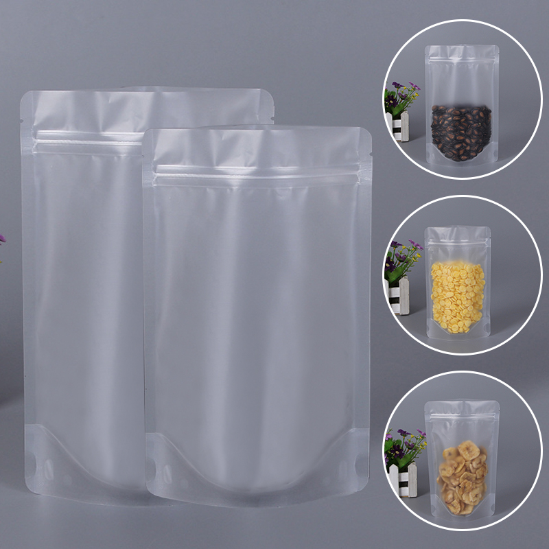 10Pcs Transparante Opbergtas Zelfdragende Ziplock Voedsel Verpakking Zak Thee Gedroogd Fruit Rits Zak Keuken Organizer