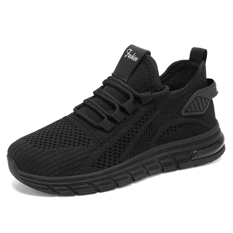 Kvinders afslappede sneakers snørebånd gymnastiksko vulkaniserede sko hvide damefodtøj åndbare gåsko i mesh flade sko træningssko: Sort / 41