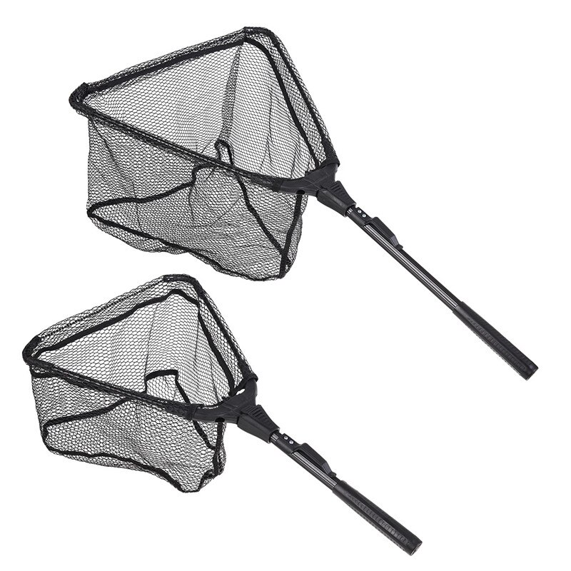 Folding Fish Landing Net Portable Collapsible Triangular Fly Fishing Net Fish Catching or Releasing S/M