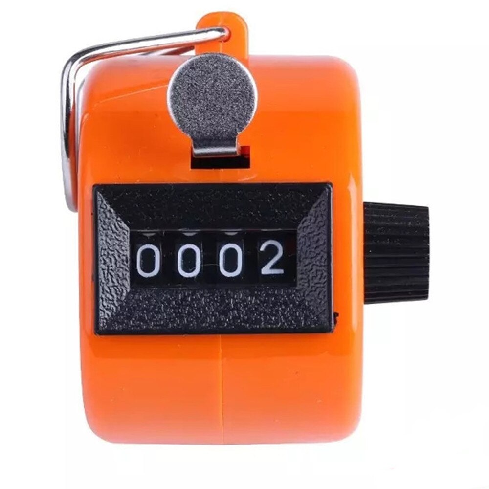 Digital Hand Held Tally Clicker Counter 4 Digit Number Clicker Golf Chrome Finger Hand Ring Knitting Row Tally Counter Pedometer: orange