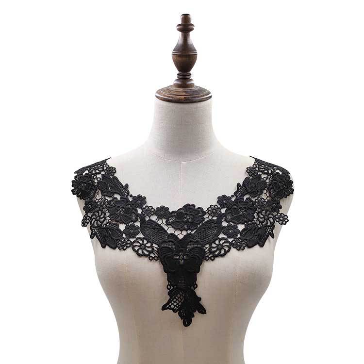 1 stk hvid sort bomuldsblonder stof 3d blomster applikationer ornament broderi sy patch kjole bluse tøj