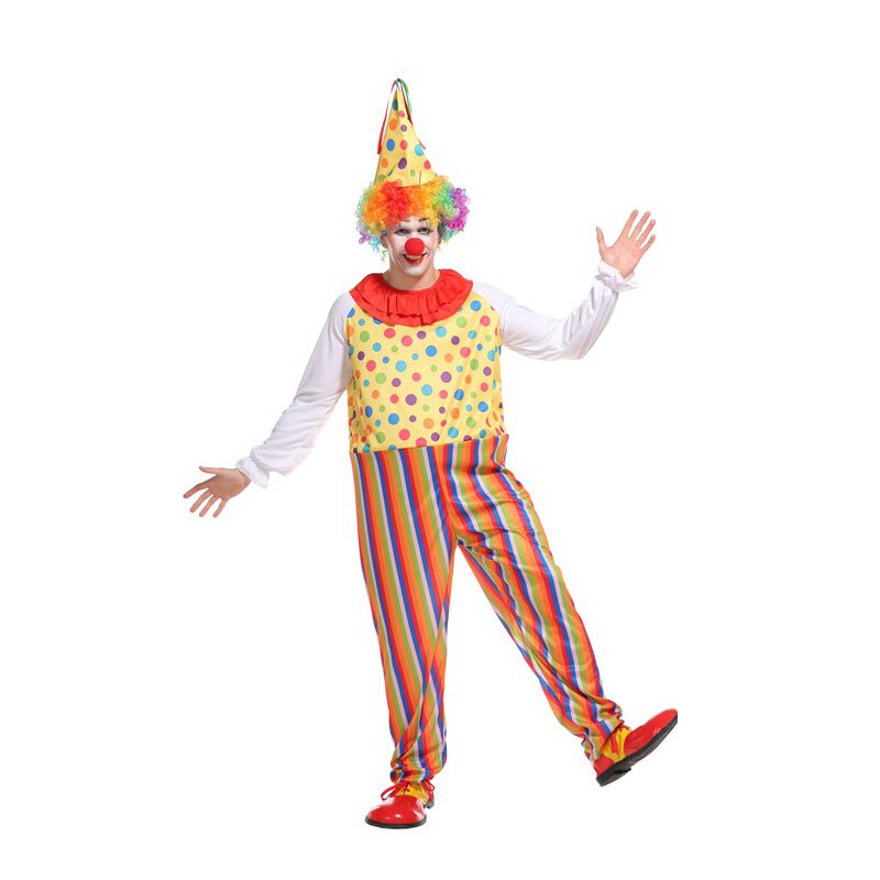 Los hombres adultos ridículo anillo de acero payaso actuaciones disfraces Halloween de Purim carnaval Mardi Gras de Carnaval traje de Cosplay