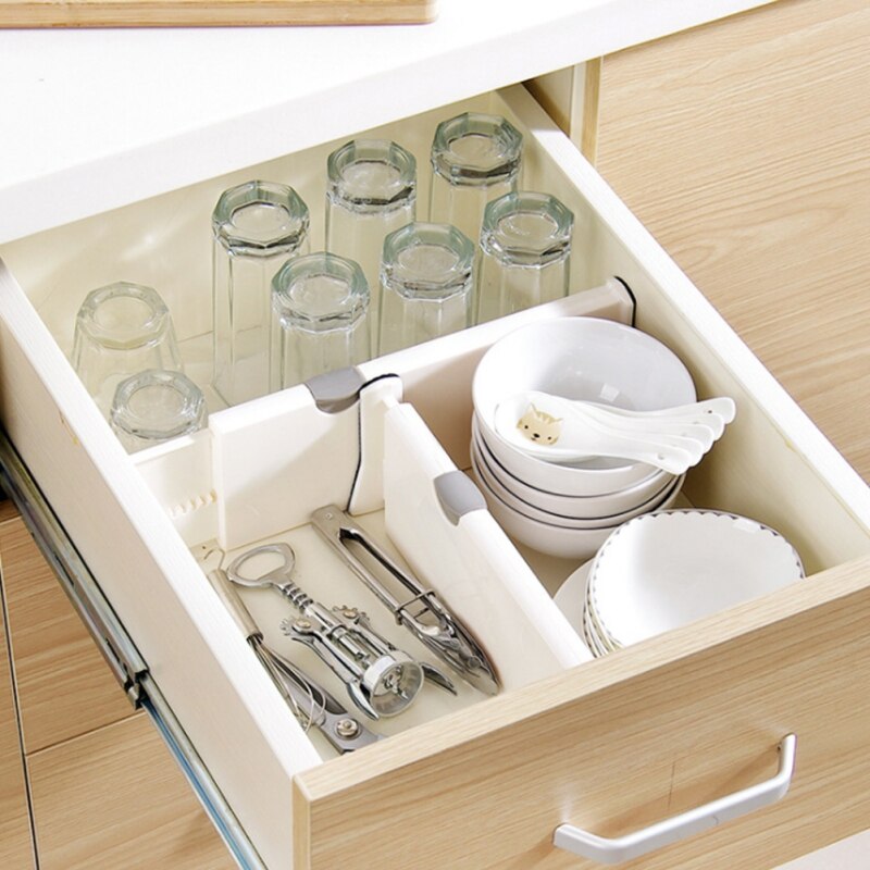 Justerbare skuffer teleskopopdeler gør-det-selv plads garderobe lagdelt plastik isolation board bogreol hylder skabsholder