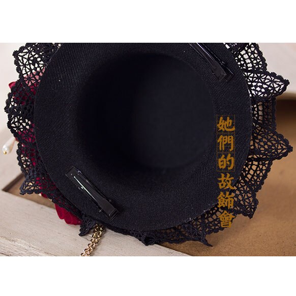 Gothic LOLITA top hat tassel rose cross top hat hairpin headband KC gothic hat hair accessories