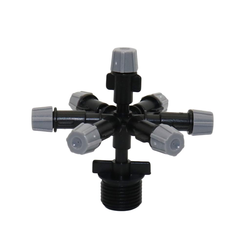 Gray Multi-nozzle Sprayer Greenhouse Micro irrigation Water spray sprinkler with 1/2" Male Thread Industrial Cooling 1 Pcs: black
