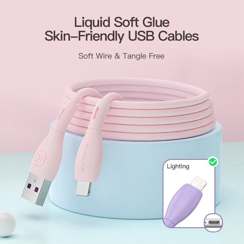 Kuulaa Vloeibare Siliconen Kabel Voor Iphone 11 Pro Max X Xr Xs 8 7 6 6S 5 5S se Ipad Opladen Charger Cord Draad Voor Iphone Kabel