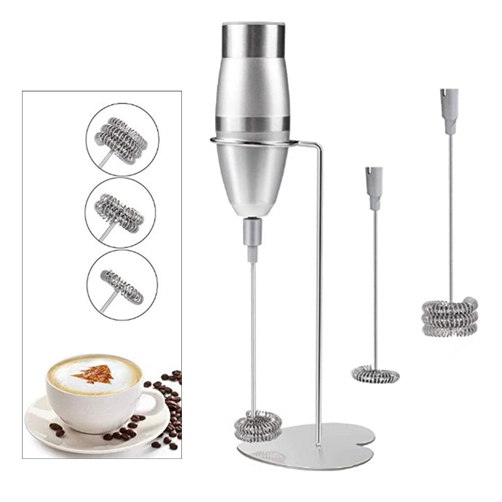 Stainless Steel Electric Milk Frother Handheld Blender Foam Coffee Maker with Spring Whisk Head Cappuccino Maker Kitchen Tools