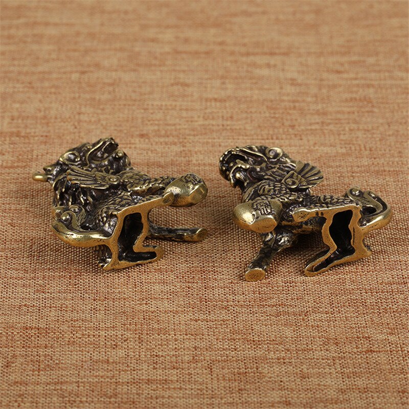 Antique Bronze Chinese Mythical Beast Qi Lin Statue 1 pair Copper Animal Ornaments Lucky Home Feng Shui Living Room Decorations