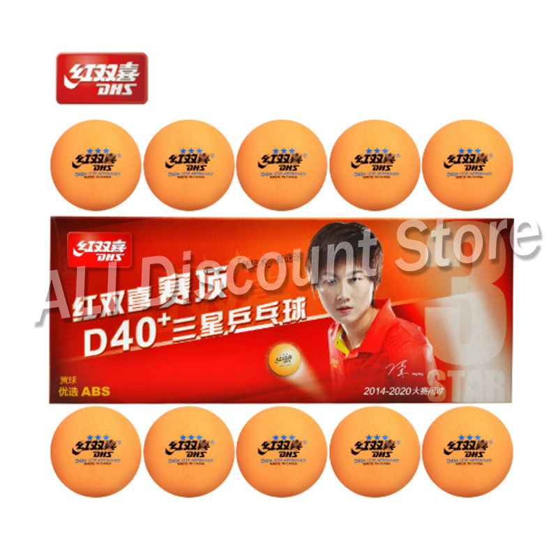 Original Dhs 3-star D40+ Table Tennis Balls 3 Star Seamed Abs Balls Plastic Orange Poly Ping Pong Balls