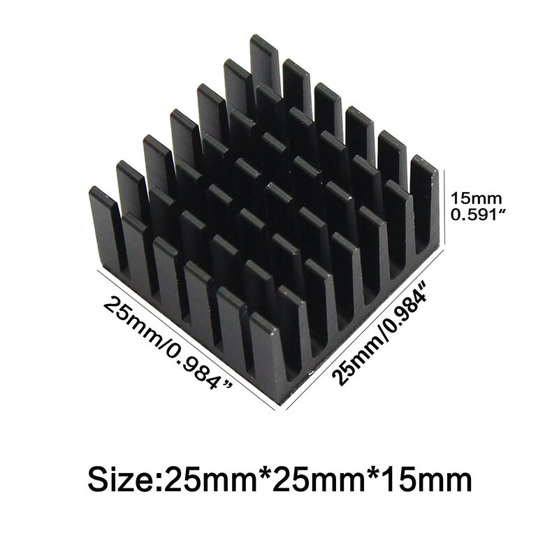 10 Stuks Ic Chipset 25Mm X 25Mm X 15Mm Chip Radiator Aluminium Heatsink Zwart