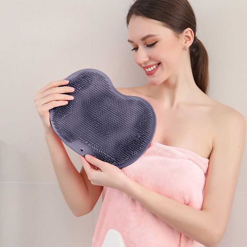 Exfoliating Shower Massage Scraper Bathroom Non-slip Bath Mat Back Massage Brush Silicone Foot Wash Body Cleaning Bathing Tool