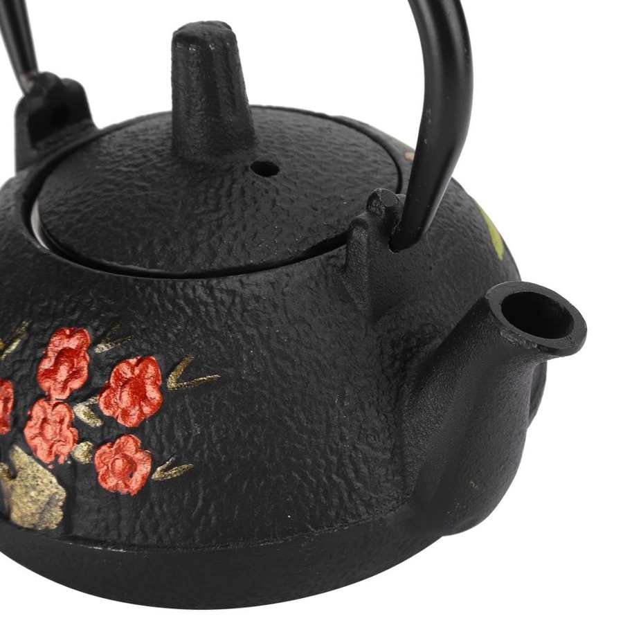 Støbejern tekande med rustfrit stål filter jern tekande til løs te (blomme bambus model 300 ml)