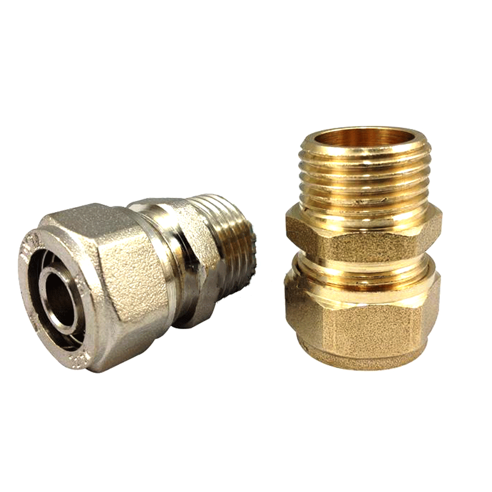 Nickel Plated Brass DN15 DN20 Male BSPP Thread Straight Pex Pipe 1216/1418/1620/2025/2632 Fitting Aluminum Plastic Pipe Fittings
