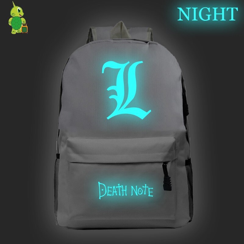 Death Note-mochila informal para ordenador portátil, morral escolar para adolescentes, niñas y niños, bolsos de hombro de viaje a la , bolsas de libros para niños: 801-Note1y-Note2y-13